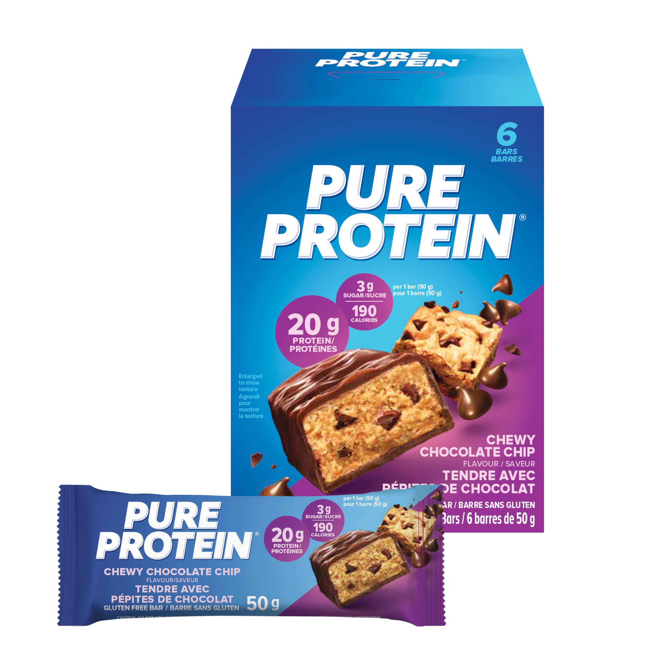 Product image of Pure Protein Bars Gluten Free Chewy Chocolate Chip 1.76 oz 1.76 oz Pack of 6